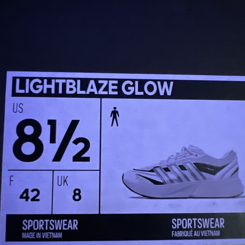 Mens 8.5 - Adidas Lightblaze Glow Lightstrike Cloud White Matte Silver Black - Picture 8 of 8